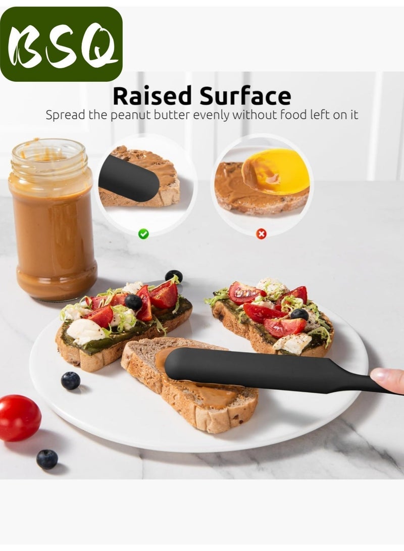 بي إس كيو (عبوة من 4 قطع، أسود) ملاعق سيليكون | أدوات خبز الكيك | ملاعق سيليكون صغيرة | ملاعق طويلة مقاومة للحرارة | مناسبة للمطابخ والخبز وتزيين الكيك. - Image 2